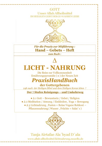 'Cover von 24h Tagesablauf|Zeitplan – Hand-Gebets-Heft – zum Buch : LICHT – NAHRUNG – Die Reise zur Vollkommenheit'-Cover