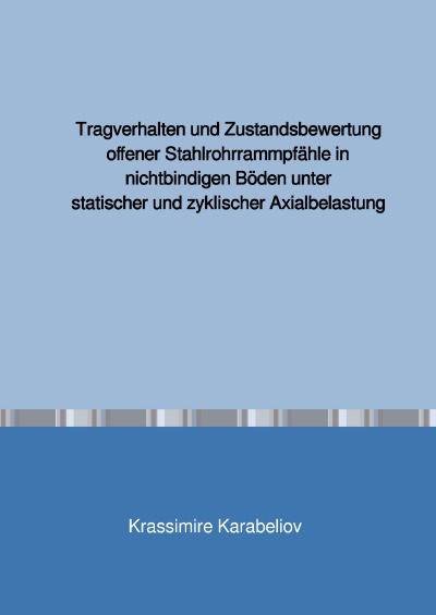'Cover von Tragverhalten und Zustandsbewertung offener Stahlrohrrammpfähle in nichtbindigen Böden unter statischer und zyklischer Axialbelastung'-Cover