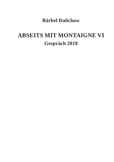 'Abseits mit Montaigne VI'-Cover