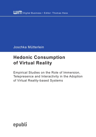 'Hedonic Consumption of Virtual Reality'-Cover