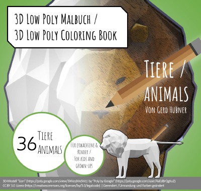 '3D Low Poly Malbuch (für Erwachsene & Kinder) | 3D Low Poly Coloring Book (for grown-ups & kids)'-Cover