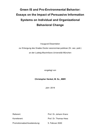 'Cover von Green IS and Pro-Environmental Behavior'-Cover